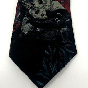 LOST KINGDOM Mens Necktie TIE Panda Bear Black
